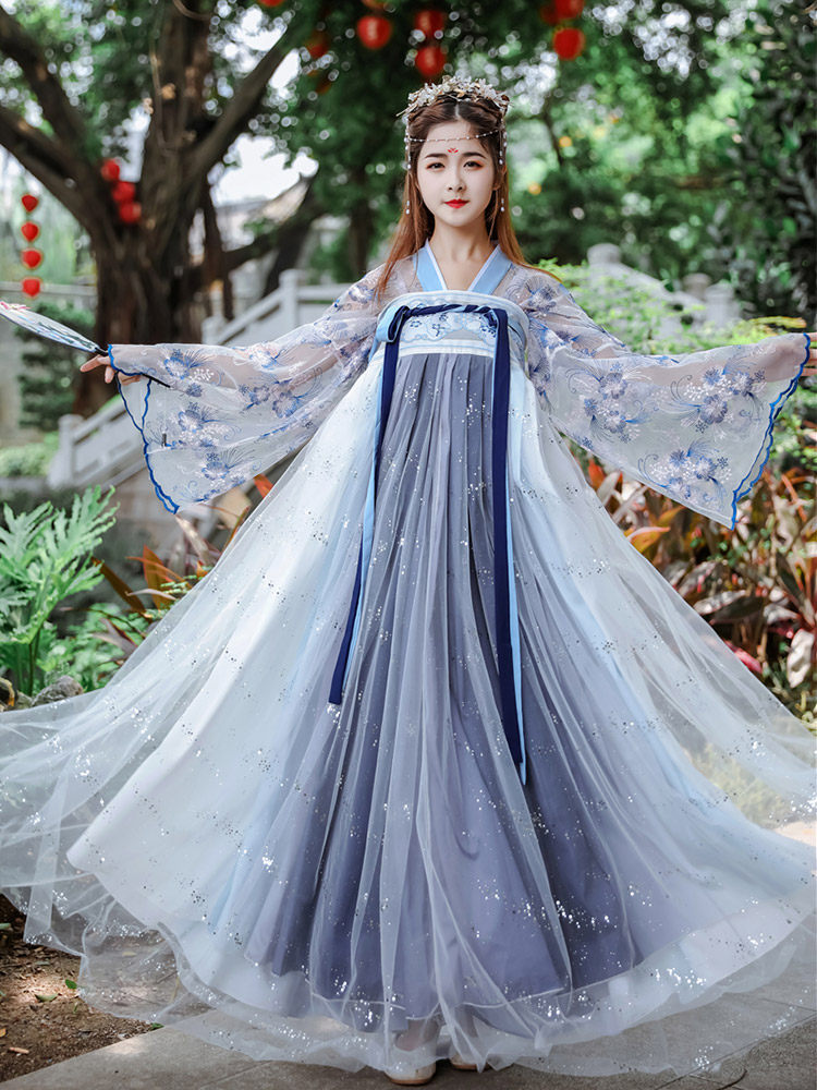 汉服女中国风沧海赋正品原创古装改良齐腰襦裙超仙日常秋冬季套装