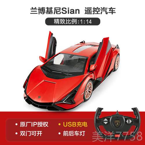 高档rstar/星辉博基儿尼Sian 闪电模型遥控汽车童电动跑车兰彷真