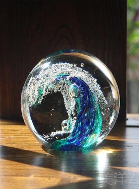 高档北欧风格海洋纪念品淄博特生产创 意海浪球日礼品 适用于生庆