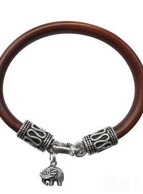 高档正品情鸡血藤手镯女款侣纯银铛藤吉祥镯木质配饰铃平安锁扣男