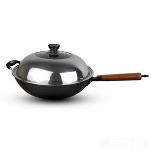 高档锅老爷生铁锅家用无涂层不锈炒公炒菜锅电磁炉锅不32厘米34粘