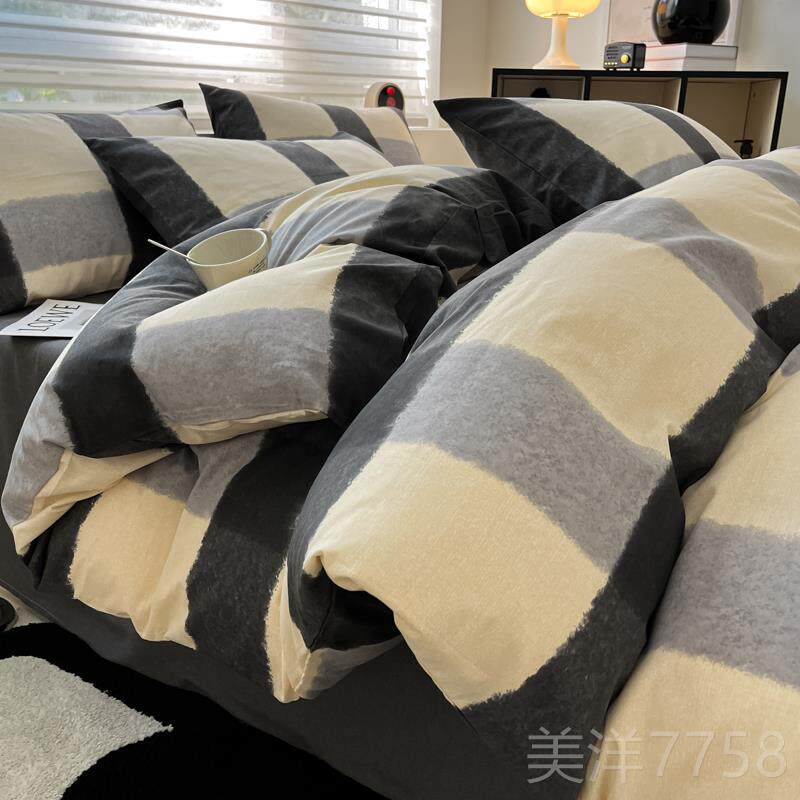 高档卡通字母简纯约棉四件套全床上用品床单床笠被套三学件套生宿