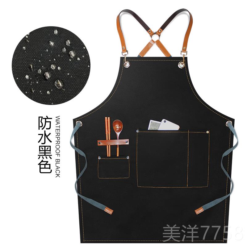 高档高级帆围裙定店制logo布咖啡奶茶烘焙餐饮专园艺美甲抱婴袋工