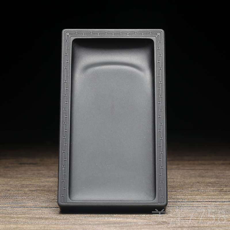 高档万石君 徽歙县砚台歙砚砚黑龙尾原石 5寸6寸长方形回纹素砚歙