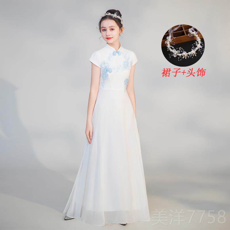 高档儿童礼服民高端中国风童女弹古赛筝演出服合唱比服乐演奏艺考