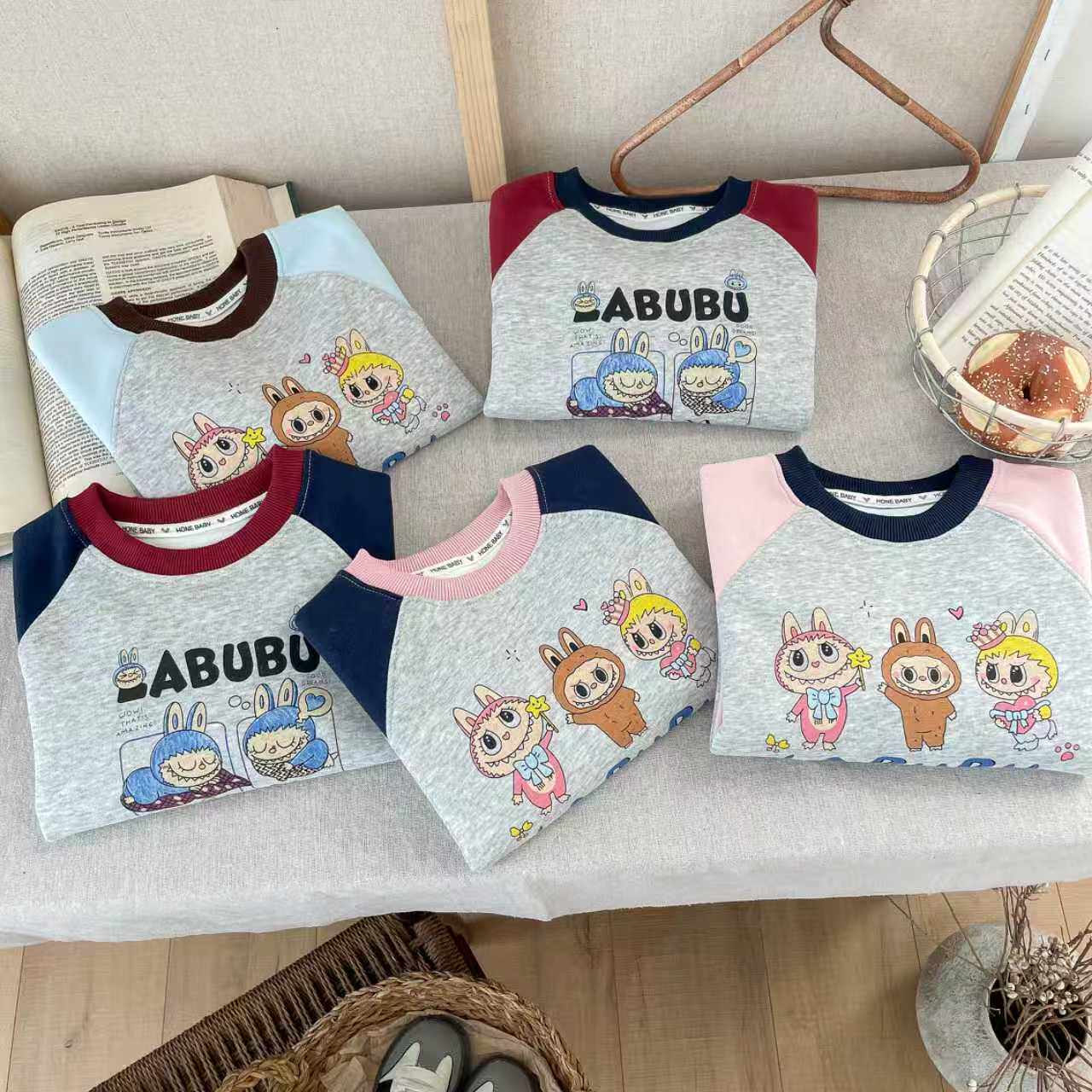 男童2026春秋季新款女童卫衣中大童圆领撞色宽松韩版时尚纯棉上衣