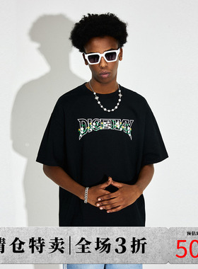 DICETINY logo绣花基础款T恤男夏季新款美式潮牌街头休闲短袖半袖