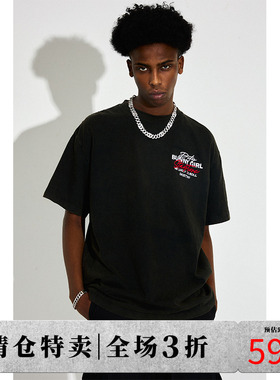 DICETINY 兔女郎字母印花T恤男女夏新款美式潮牌休闲宽松短袖半袖