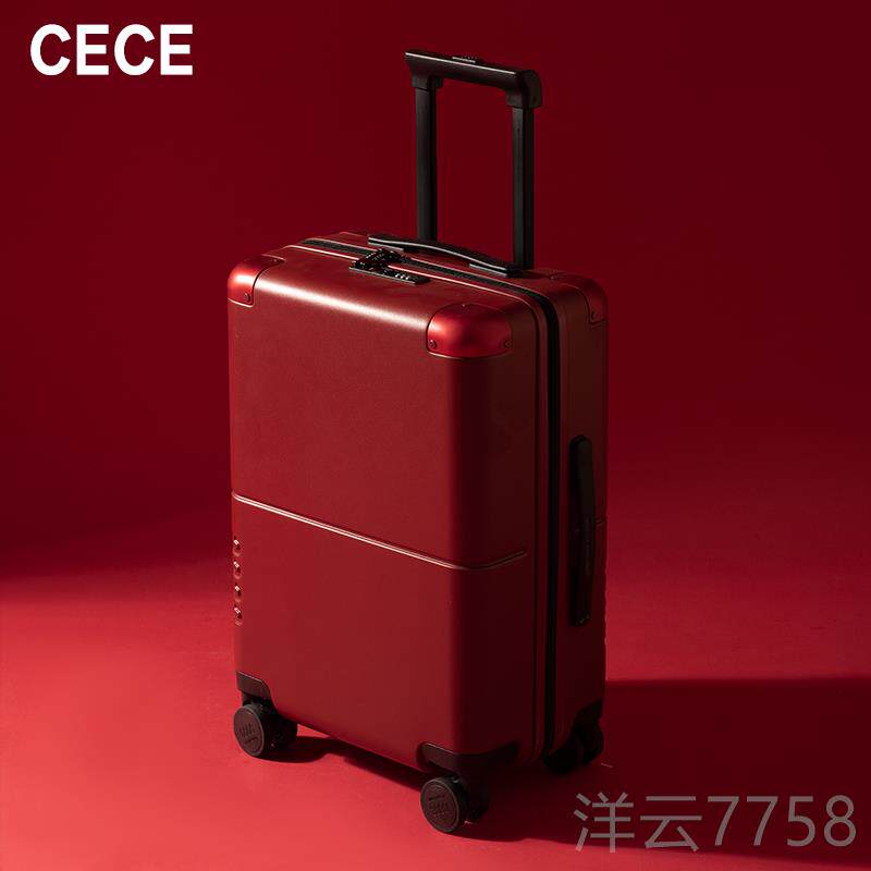 高档CEC红色婚20寸万向轮行李箱24寸E结拉杆箱密码箱8女2旅行箱陪