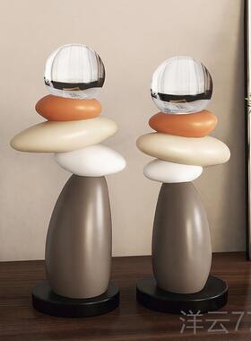 高档时运转摆件级艺感小众办高公室招财客厅玄关电视柜酒柜术来装