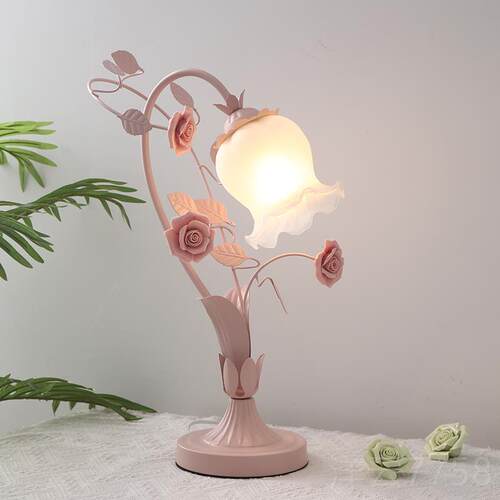 高档创玫瑰花朵装饰台灯温生馨卧室灯床头小夜灯田园结婚乔意日礼