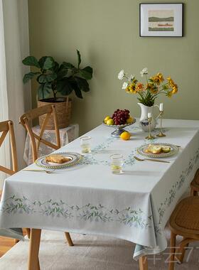 高档Eke桌lund北盖欧轻台奢餐布白色浅色欧式全棉长方形台布茶几