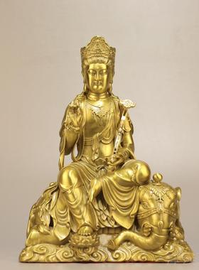 高档纯黄铜文普贤殊佛像摆件藏家居本命佛像四大观名山佛地王音菩