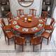 高档新餐中式 实木圆形桌带转盘桌10家用大圆桌人吃饭桌子歺桌圆餐