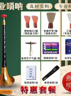 高档六孔笛子调唢呐乐学器全套 降b调6孔黑檀乌木成人儿童初D中大