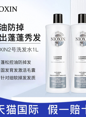 NIOXIN丽康丝2号洗发水1号控油清爽防掉发蓬松去屑0硅油1000ml