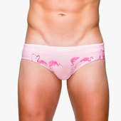 沙滩派对模特比赛裤 UXH三角泳裤 火烈鸟粉色印花沙滩低腰游泳短裤