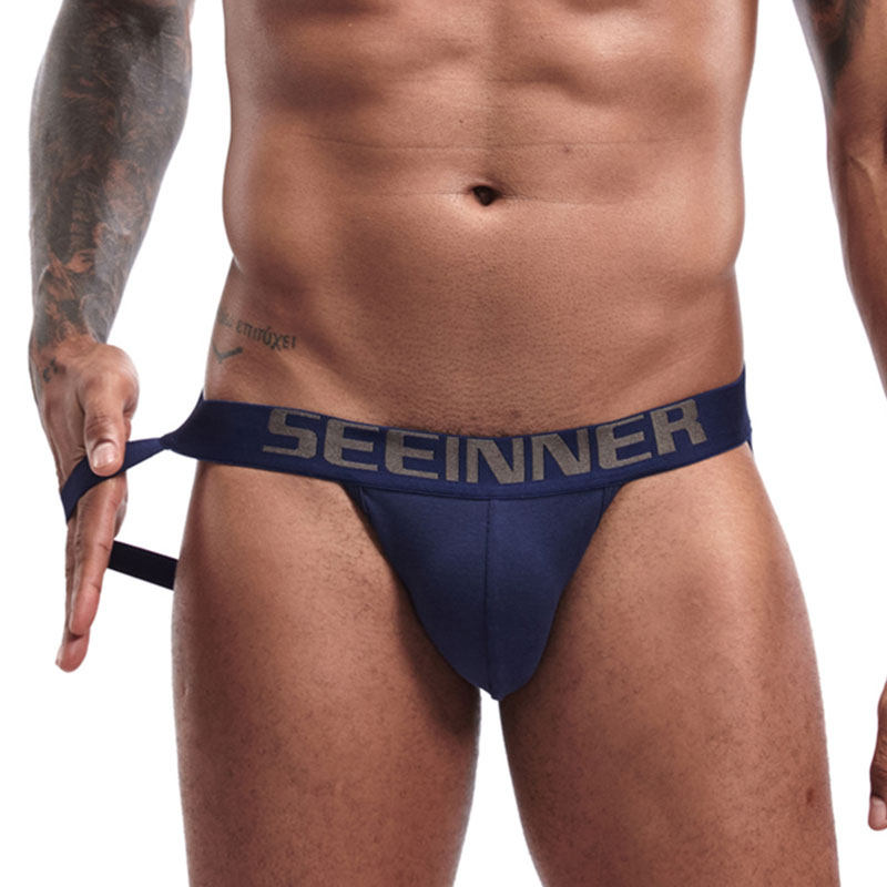 男性感丁字裤双丁内裤纯棉免脱设计后空提臀u凸裆部低腰性感受