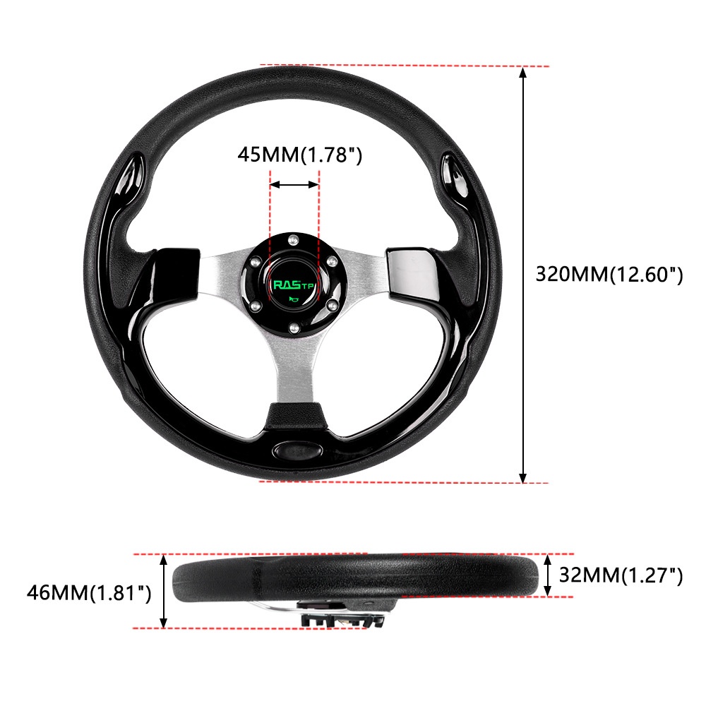 跨境 汽车改装配件铝合金13寸320mm方向盘赛车方向盘PU竞技方向盘