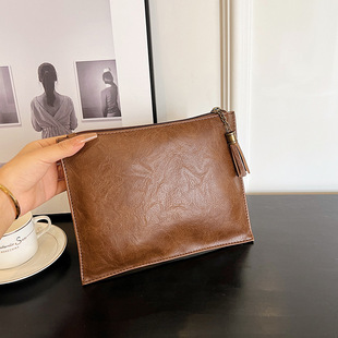 新款复古流苏化妆包便携高质感手拿包日常质感随身拉链零钱收纳袋