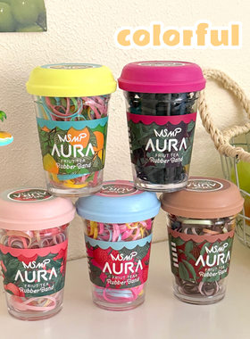可爱糖果色系罐装一次性皮筋套装