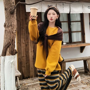 宽松显瘦百搭条纹拼接色半身裙 韩版 陈六六CHENLIULIU 快速出片