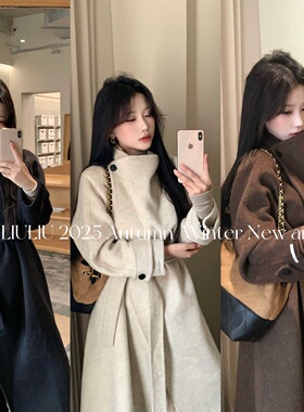 陈六六CHENLIULIU【王牌重磅】高品质质感双面手缝羊毛呢大衣外套