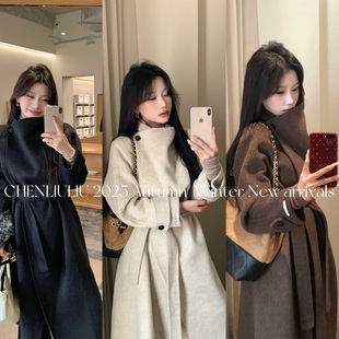 陈六六CHENLIULIU 高品质质感双面手缝羊毛呢大衣外套 王牌重磅
