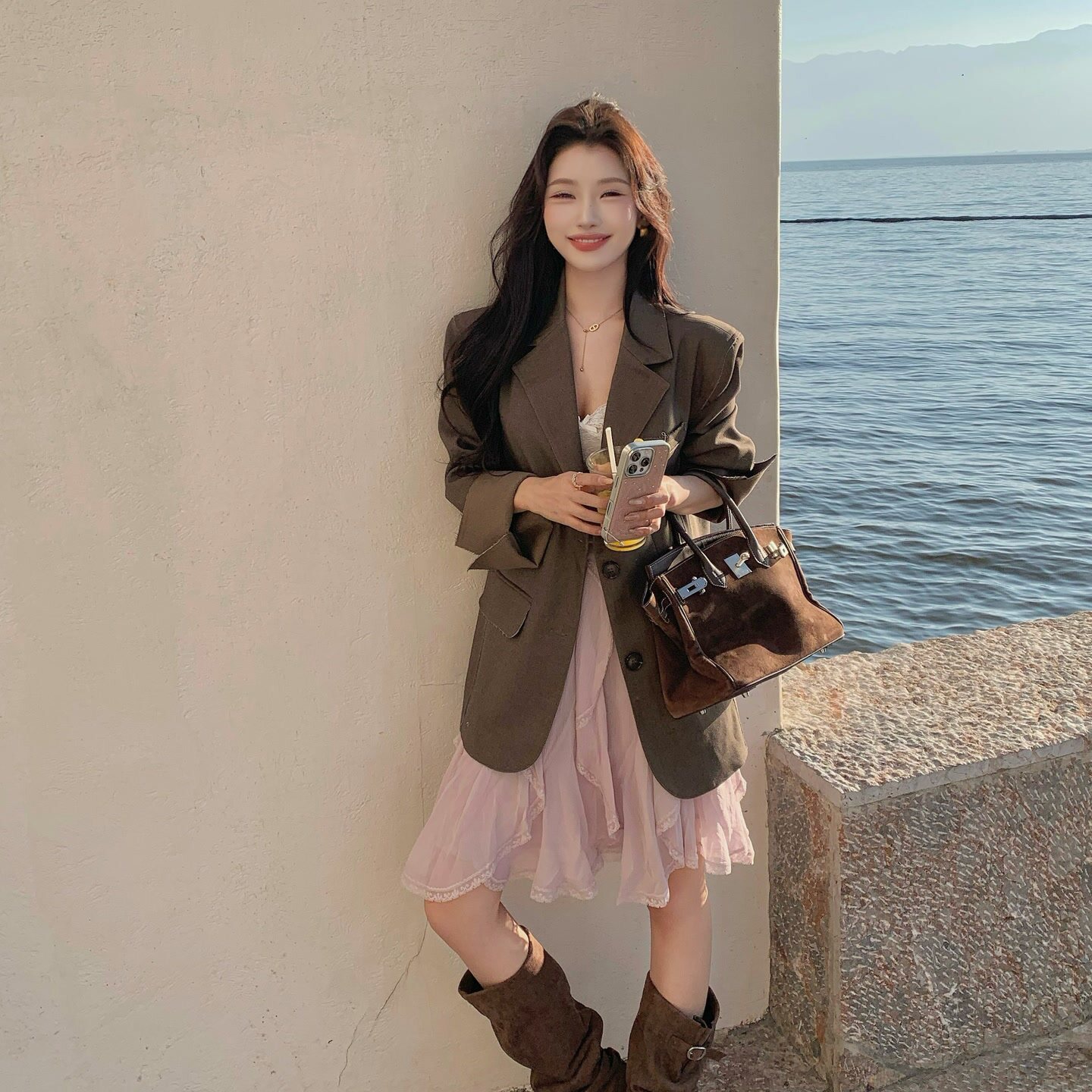 陈六六CHENLIULIU【蔷薇物语】春季法式不规则蕾丝拼接飘逸半身裙