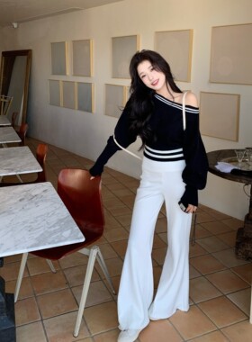 陈六六CHENLIULIU【自留神裤】舒适气质高腰修身百搭微喇叭休闲裤