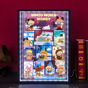 适用泡泡玛特DIMOO WORLD 迪士尼联名系列手办盲盒收纳场景展示盒