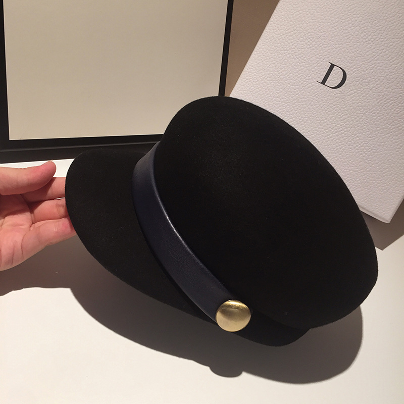 重磅纯羊毛八角帽女士秋冬贝雷帽复古羊毛呢韩版英伦百搭休闲帽子