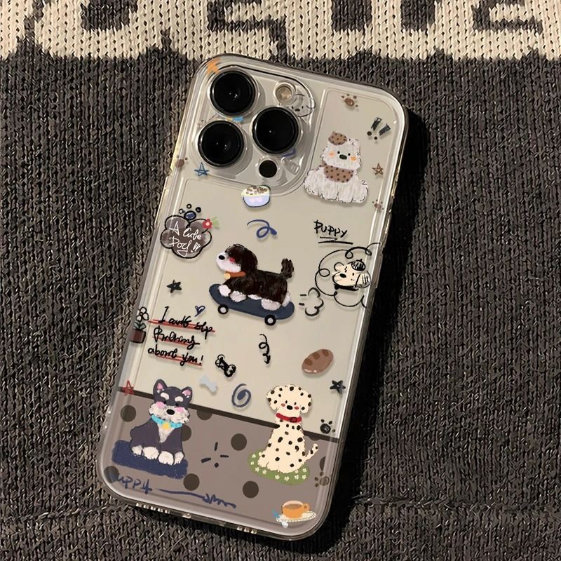 滑板小狗适用于苹果17PROMAX手机壳iPhone16创意15趣味14软壳13爆