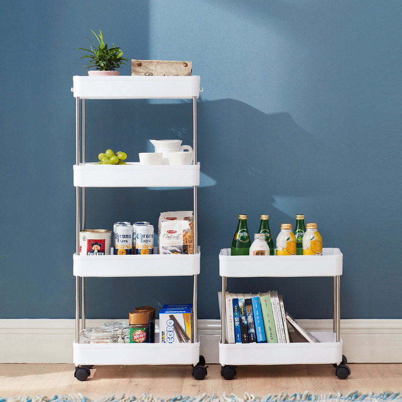 加厚小推车碳钢置物架厨房客厅落地移动卧室多层浴室收纳储物架子