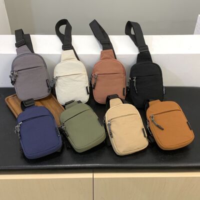 纯色男女胸包尼龙休闲斜挎包户外百搭便携手机包单肩背包时尚潮款