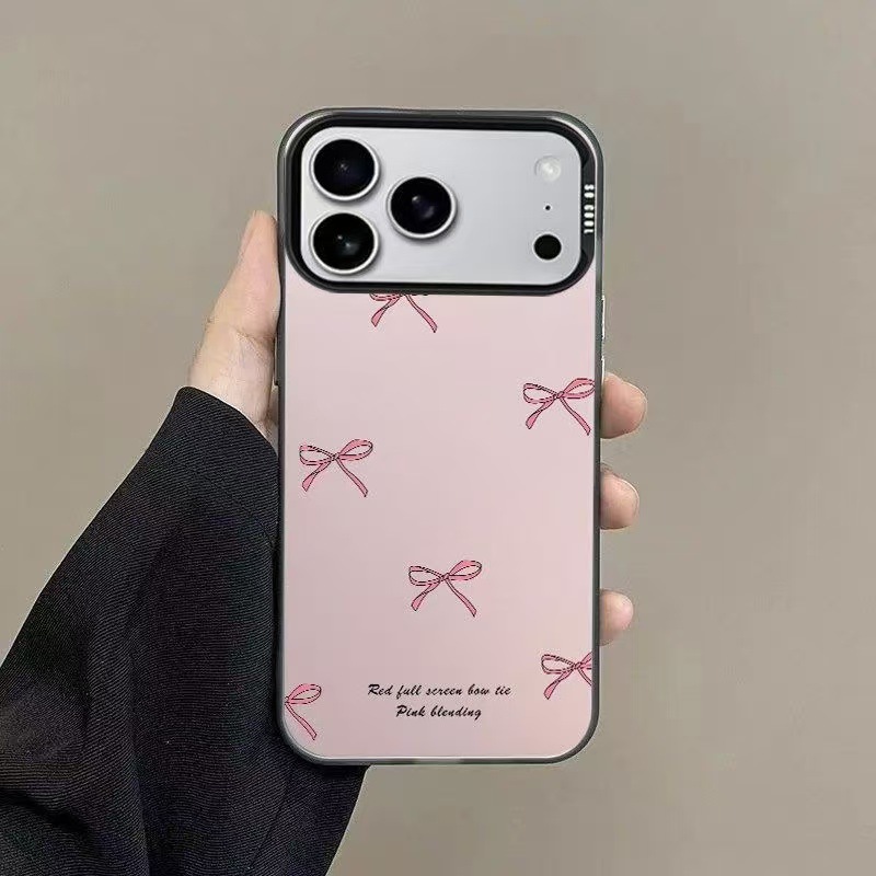 粉红蝴蝶结适用iphone17苹果手机壳16羽纱15手机套14ins风13支架