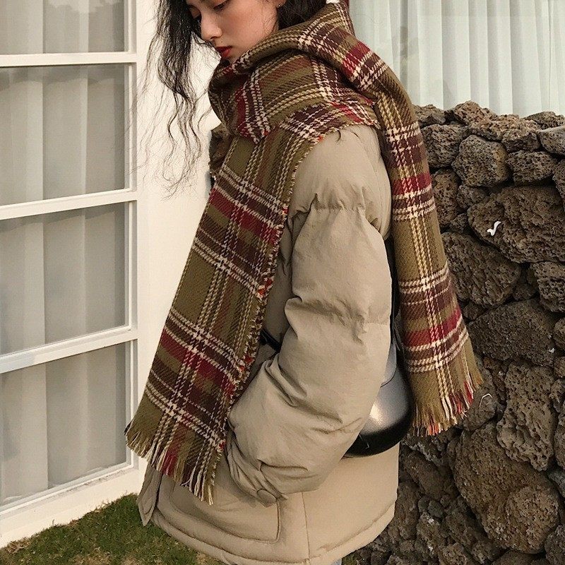 双面格子围巾女秋冬季时尚英伦风经典ins百搭长款加厚保暖披肩男