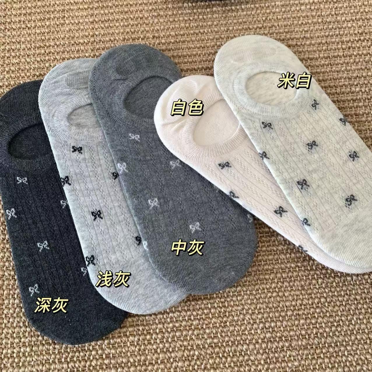 夏季薄款蝴蝶结隐形透气船袜女
