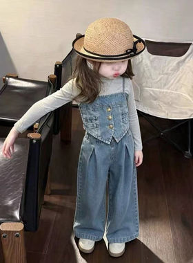 女童新款秋季套装牛仔吊