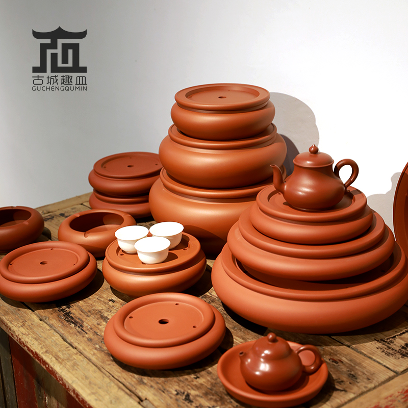 朱泥茶海红泥烟灰缸壶承茶盘