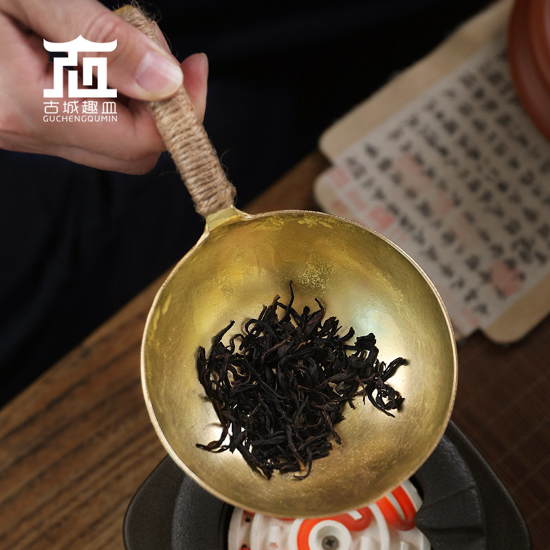 黄铜烤茶勺器茶叶去湿杂味提香烘焙干果手工锻打乌龙白黑茶干烧盘,餐饮具,茶道/零配,淘宝优惠券,粉丝福利购,淘宝优惠卷