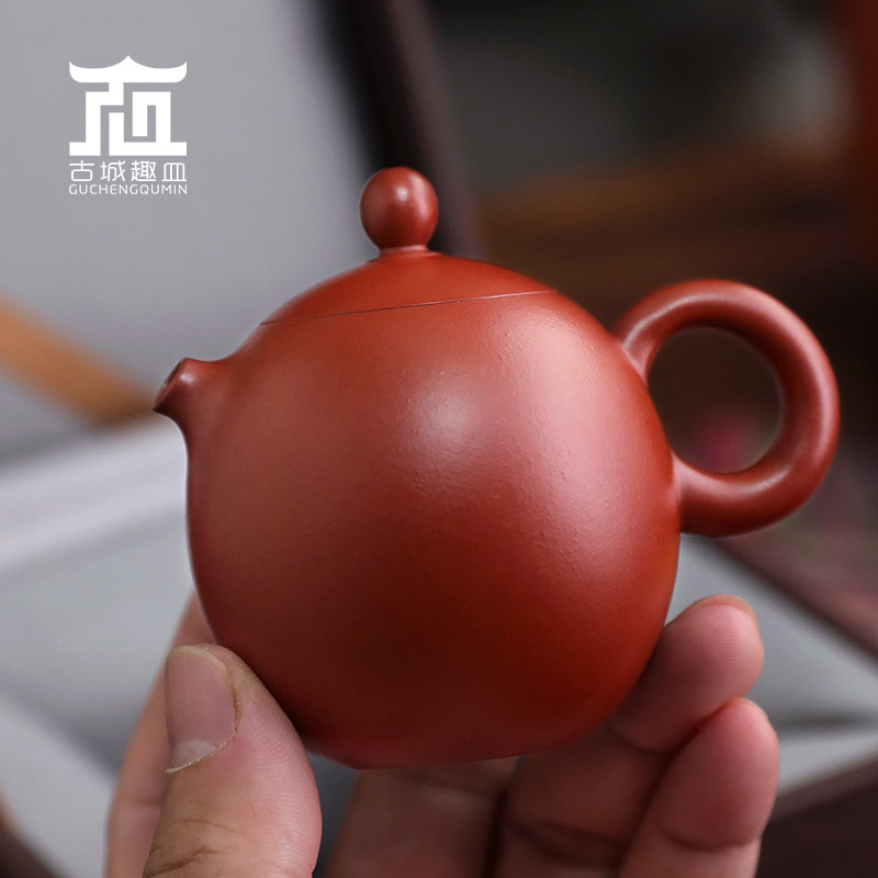 潮州手拉朱泥名家龙旦小品紫砂壶