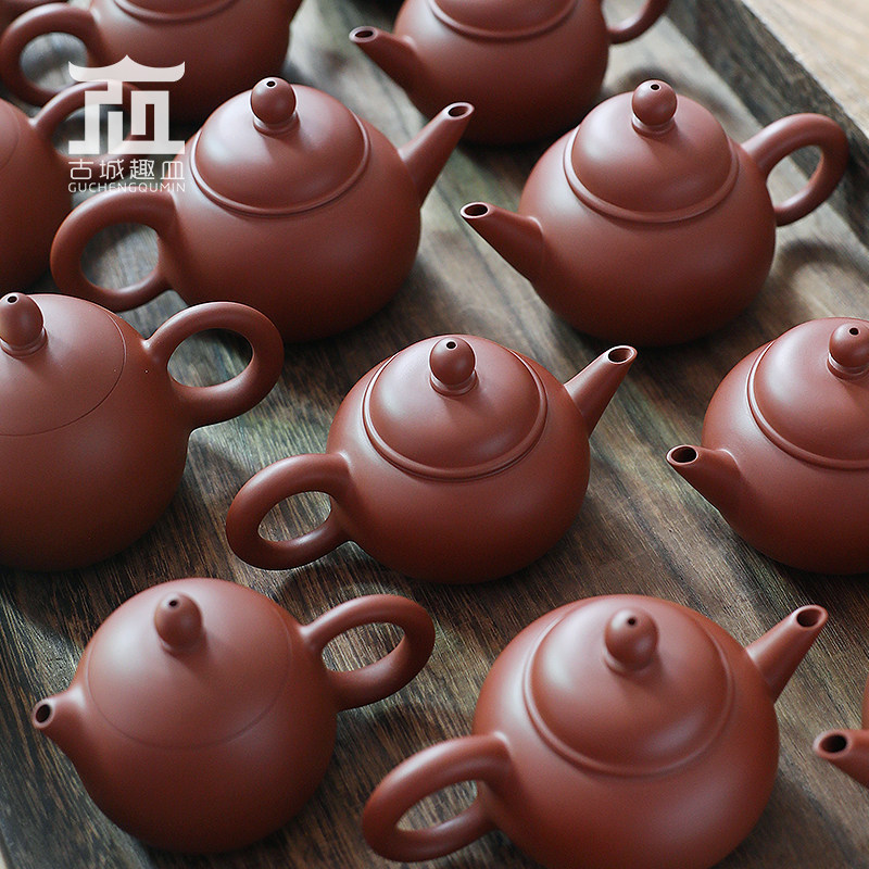 古城趣皿潮州手拉壶小品朱红泥章耀河乌龙泡茶壶小容量伴手礼茶具