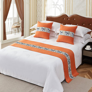 床尾巾酒店专用宾馆民宿床上用品高端轻奢新中式简约床旗床盖定制