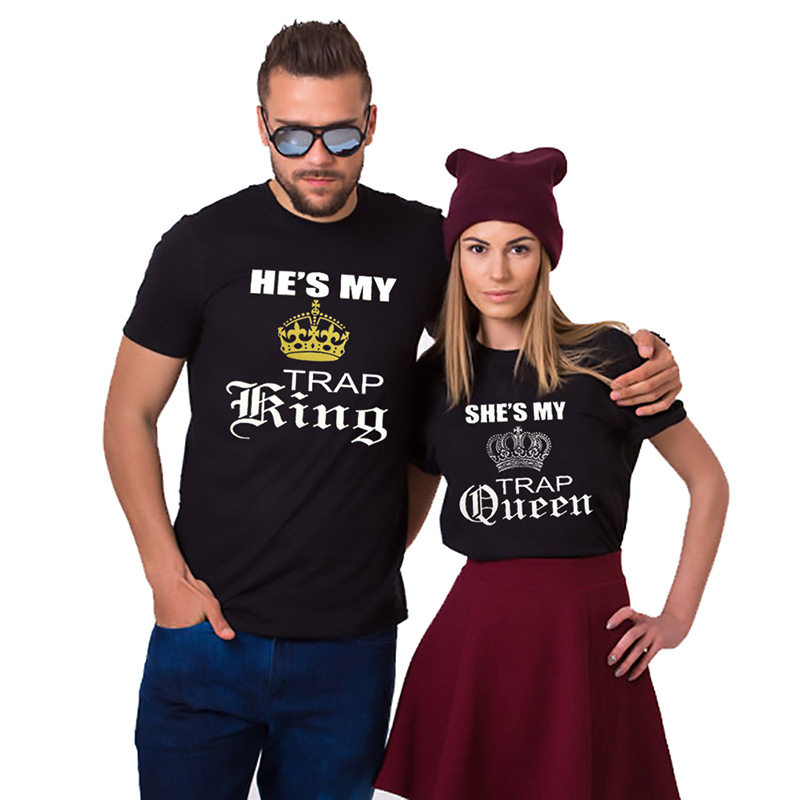 2017速卖通Wish字母皇冠印花女士短袖KING QUEEN 情侣男女T恤在类目 女装/女士精品, T恤中 - 来自Buy2taobao.com提供专业的淘宝代购服务