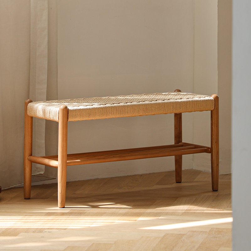 愫墨北美实木樱桃木红橡木绳编换鞋凳长凳入户实木凳坐凳,住宅家具,梳妆凳,淘宝优惠券,粉丝福利购,淘宝优惠卷