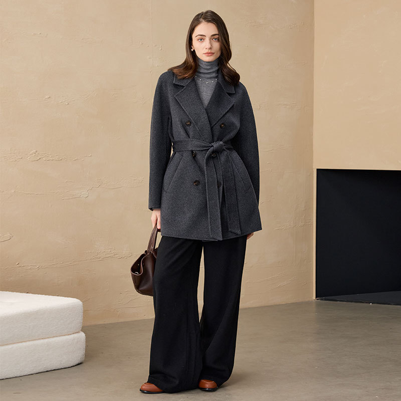 2025秋冬CEID大衣羊绒小个子短大衣101801气质毛呢外套黄渝湘大衣