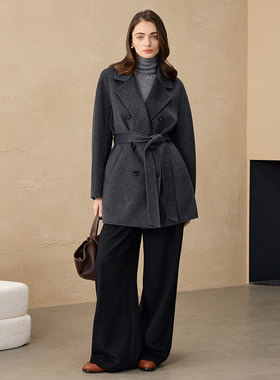 2025秋冬CEID大衣羊绒小个子短大衣101801气质毛呢外套黄渝湘大衣