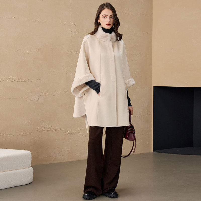 Max家100%纯山羊绒手缝双面毛呢外套LP斗篷大衣女水貂毛领赫本风,女装/女士精品,羊绒衫,淘宝优惠券,粉丝福利购,淘宝优惠卷