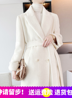 M家101801苏丽羊驼绒高端手工双面山羊绒大衣女中长款羊毛呢外套